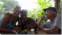 Tom Rene Sarah enjoying a brew