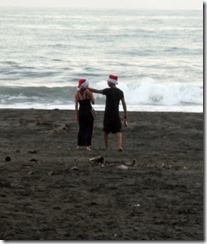 Santas on the beach
